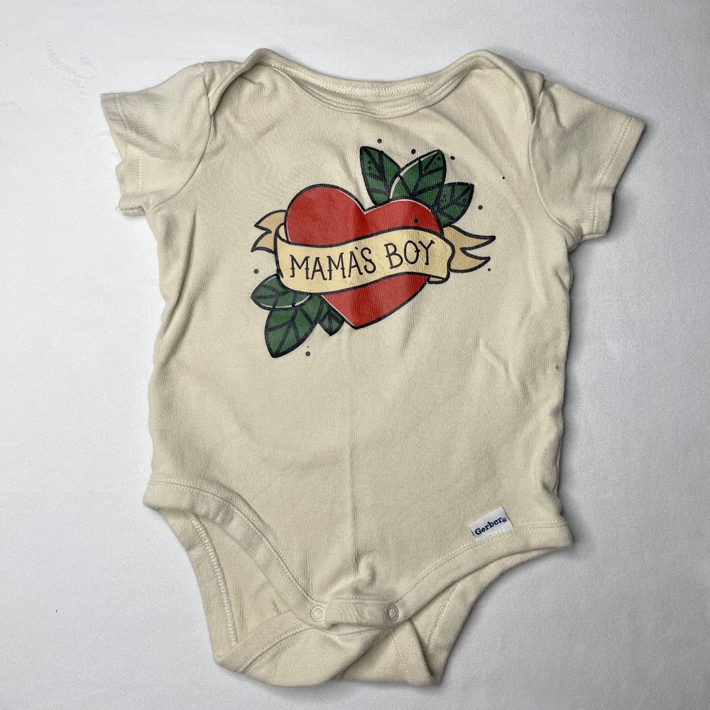 Mama's Boy Biker Tattoo Custom Made 3-6m Onesie Bodysuit Short Sleeved